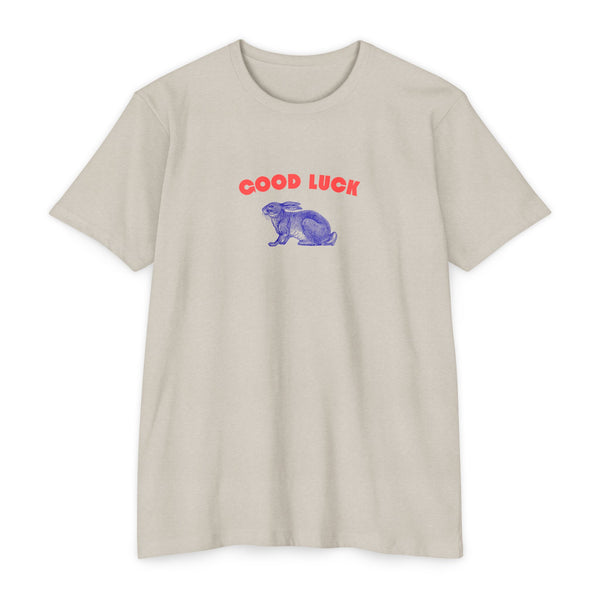 Good Luck Rabbit Unisex CVC Jersey T-shirt | Lucky Rabbit Jersey Shirt