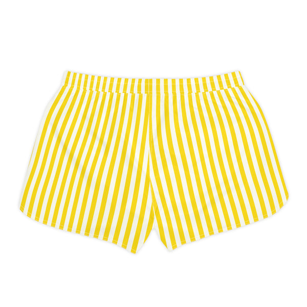 Enchanted Garden Festival Yellow Stripe With The Buzzing Bee Women's Casual Shorts