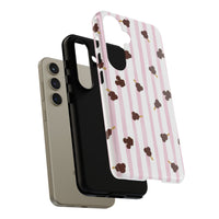 theme park mouse shaped ice cream with pink stripe tough phone case, sparkle paperie house