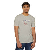 lucky duck graphic shirt, modern clean blue color lucky duck and red color duck graphic shirt sparkle paperie house