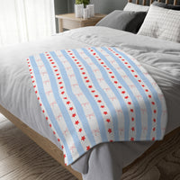 patriotic preppy blanket with red stars, blue stripes, and red bows. Two sided blanket 40x30 with red gingham, sparkle paperie house