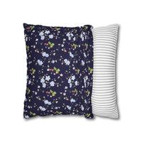 navy floral pattern double sided print pillowase, 14x14 and 16x16 navy floral and navy buffalo check pillowcase for indoor sparkle paperie house
