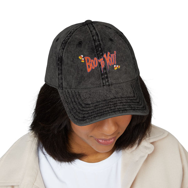 Boo Too You Halloween Embroidery Vintage Cap