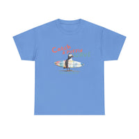 catch a puffin wave surfer t-shirt, puffin surfing t-shirt sparkle paperie house