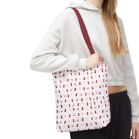 cherry fizz coquette pattern tote bag, pepper soda cherry pattern tote bag sparkle paperie house