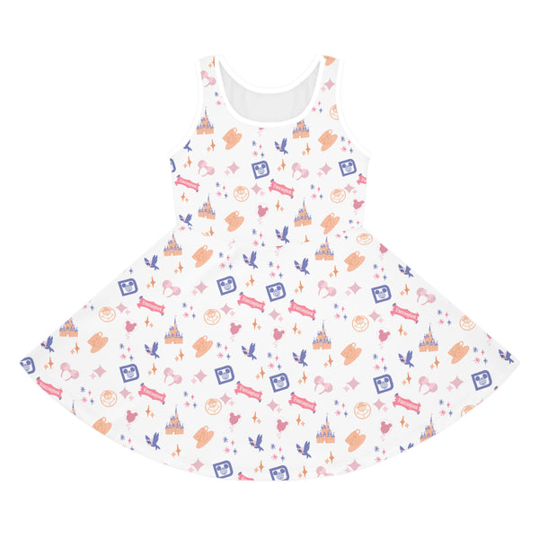 Theme Park Fantasy Magic Pattern Girls' Sleeveless Sundress