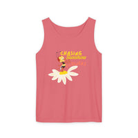 theme park flower and garden festival tank top, spike bee with chasing sunshine and flowers, sparkle paperie house