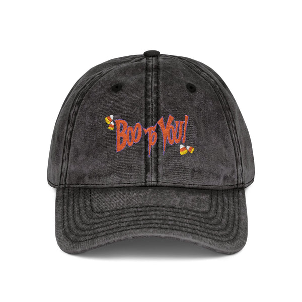 Boo Too You Halloween Embroidery Vintage Cap
