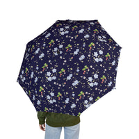 navy floral pattern umbrella, blue and white floral with strawberry pattern umbrella sparkle paperie house