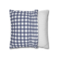 navy floral pattern double sided print pillowase, 14x14 and 16x16 navy floral and navy buffalo check pillowcase for indoor sparkle paperie house
