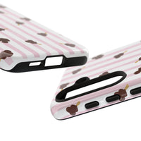 theme park mouse shaped ice cream with pink stripe tough phone case, sparkle paperie house