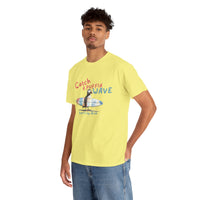 catch a puffin wave surfer t-shirt, puffin surfing t-shirt sparkle paperie house