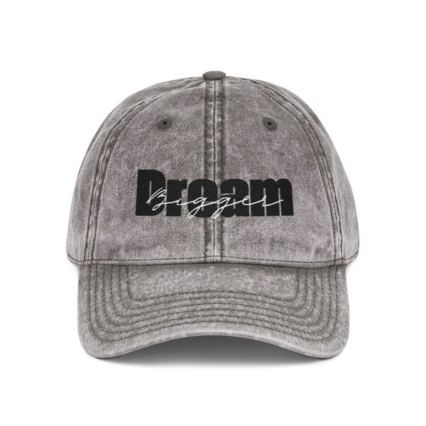 Motivational Black Dream Bigger Embroidery Vintage Cap