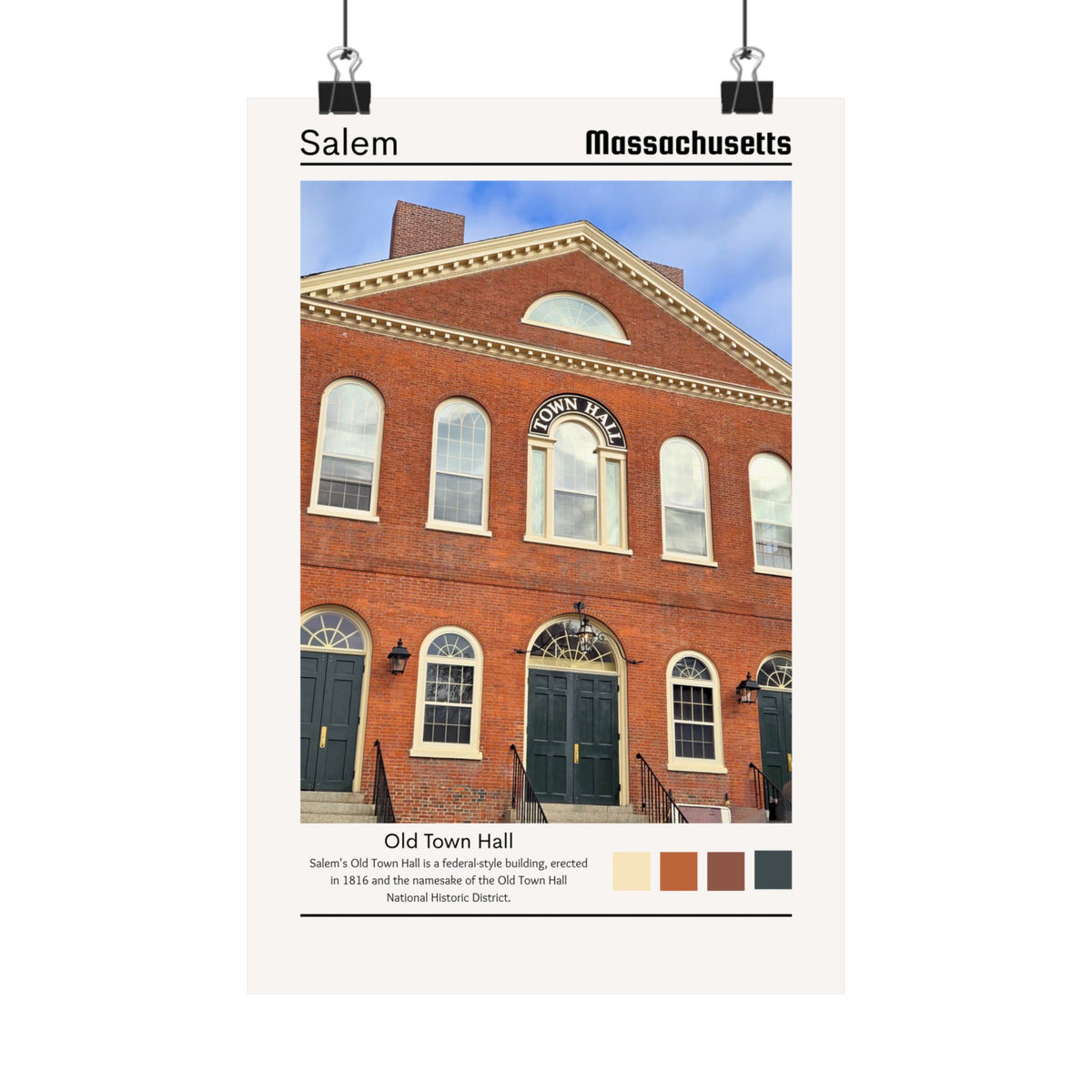 Salem Autumn Town Hall Photograph Wall art 8x12, sparkle paperie house