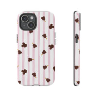 theme park mouse shaped ice cream with pink stripe tough phone case, sparkle paperie house