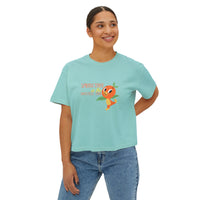 theme park springtime is the sweetest time with orange birdie, women's boxy graphic shirt 
