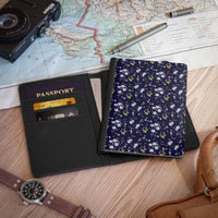 navy floral pattern passport cover, spring floral passport wallet RFID protected passport cover sparkle paperie house