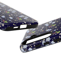 blue and white floral pattern phone case, spring strawberry pattern tough phone case sparkle paperie house
