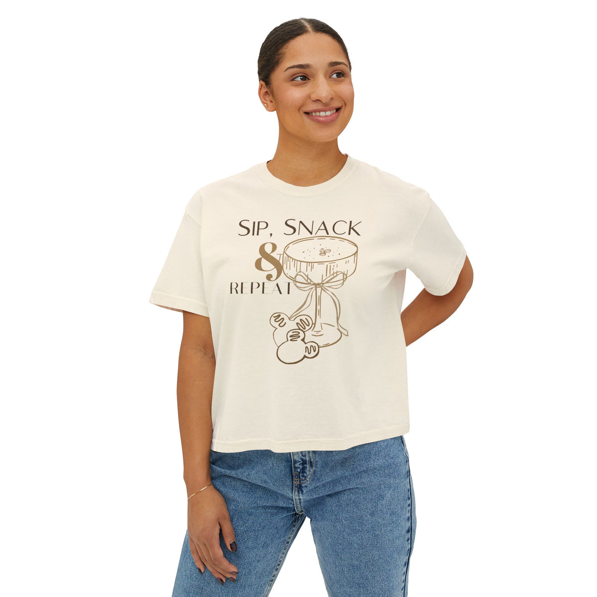 theme park christmas boxy shirt. sip, snack, & repeat with espresso tini and mouse gingerbread cookies for festival of the holidays