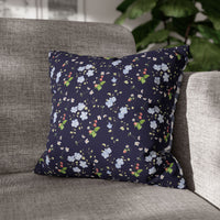 navy floral pattern double sided print pillowase, 14x14 and 16x16 navy floral and navy buffalo check pillowcase for indoor sparkle paperie house