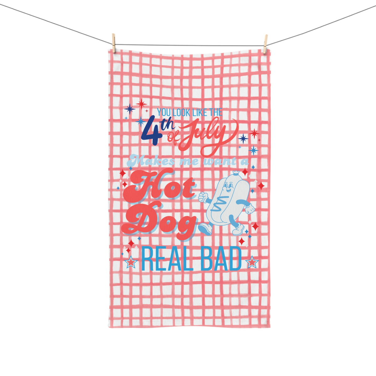 patriotic you look like the 4th of july red gingham hand towel, sparkle paperie house