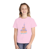 theme park fantasy land cindy castle t-shirt, fantasy magic pastel castle youth  t-shirt sparkle paperie house