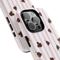 theme park mouse shaped ice cream with pink stripe tough phone case, sparkle paperie house
