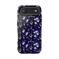 blue and white floral pattern phone case, spring strawberry pattern tough phone case sparkle paperie house