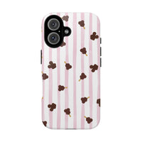 theme park mouse shaped ice cream with pink stripe tough phone case, sparkle paperie house