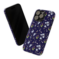 blue and white floral pattern phone case, spring strawberry pattern tough phone case sparkle paperie house