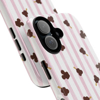 theme park mouse shaped ice cream with pink stripe tough phone case, sparkle paperie house