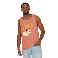 theme park flower and garden festival tank top, spike bee with chasing sunshine and flowers, sparkle paperie house