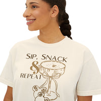 theme park christmas boxy shirt. sip, snack, & repeat with espresso tini and mouse gingerbread cookies for festival of the holidays