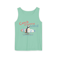 catch a puffin wave surfer tank top, puffin surfing tank top sparkle paperie house