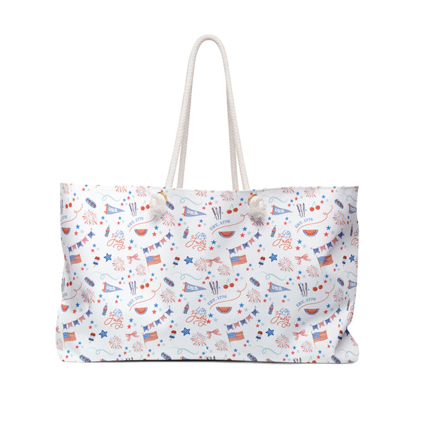 Patriotic 4th of July Pattern Weekender Beach Bag