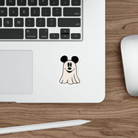 Mouse shaped ghost, halloween theme park vinyl die cut sticker, sparkle paperie house