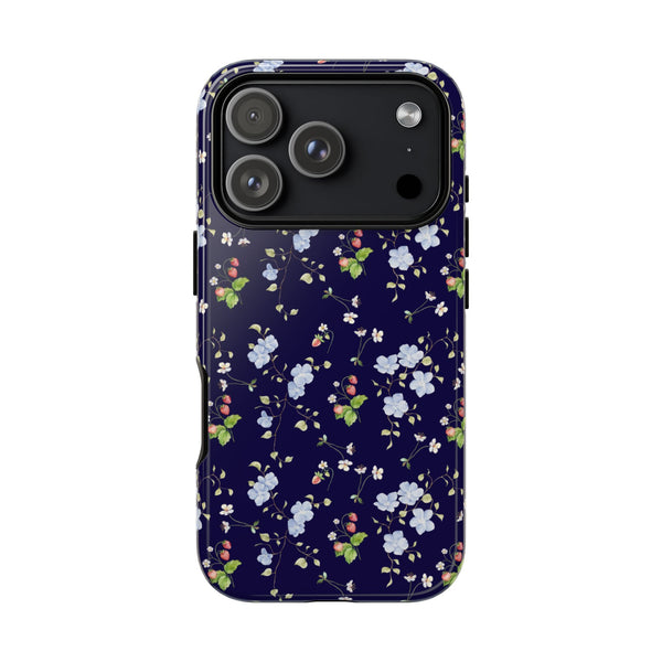 Midnight Strawberry Garden Pattern Tough Phone Cases