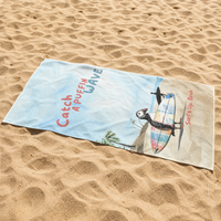 catch a puffin a wave puffin surfing beach towel, sparkle paperie house